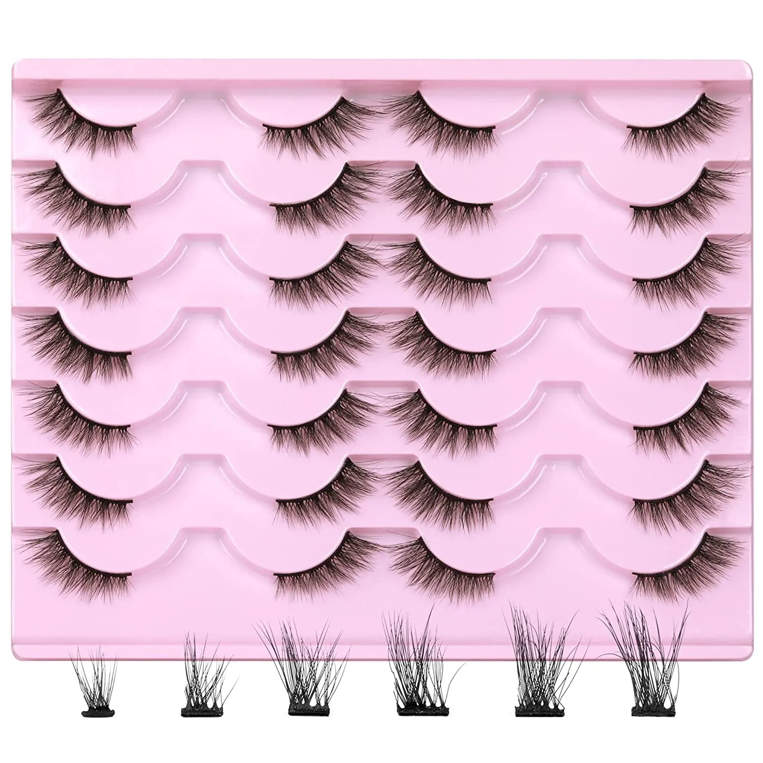 Newcally Lashes False Eyelashes Cat Eyes Wispy Natural Faux Mink Lashes 14 Pairs Pack Light Volume Short Fake Eye Lashes Multipack