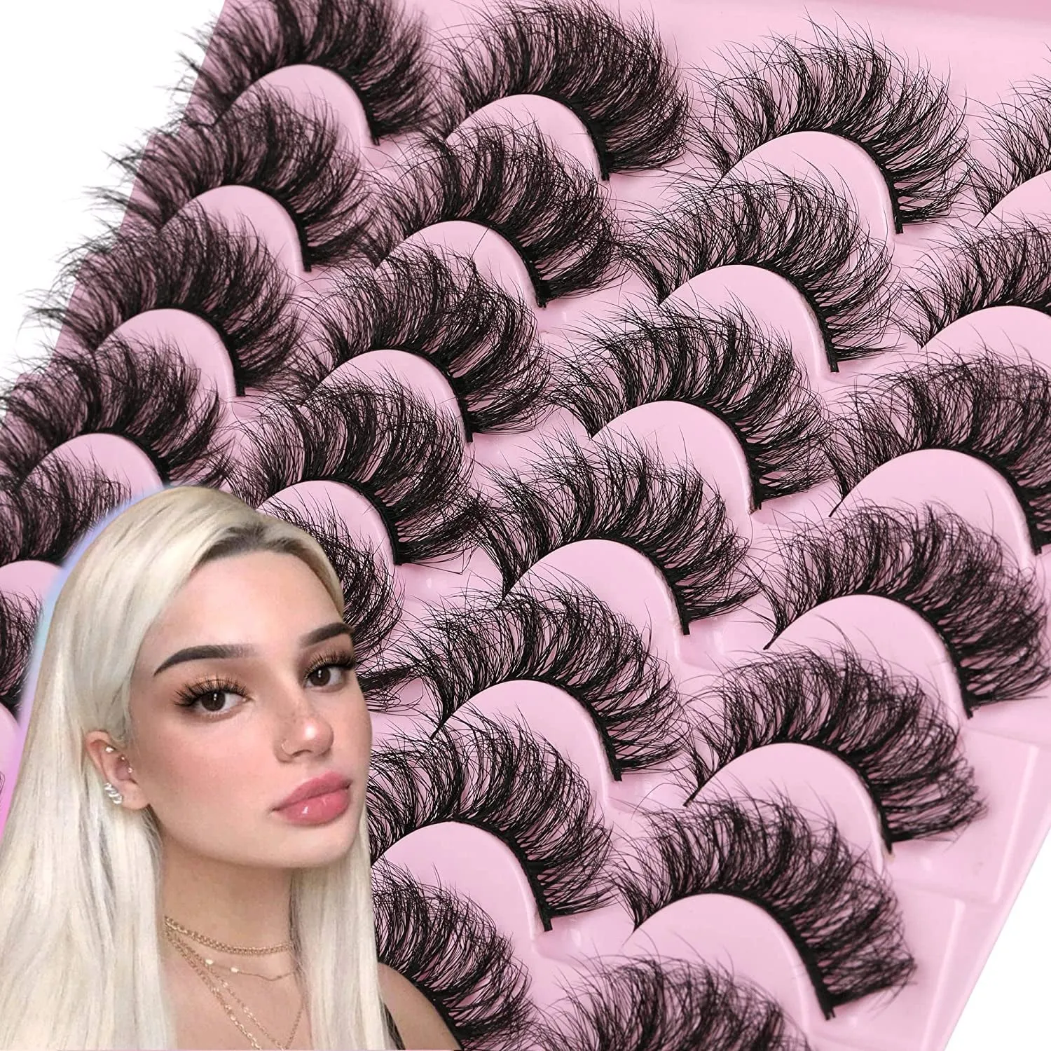 Newcally Lashes False Eyelashes Cat Eyes Wispy Natural Faux Mink Lashes 14 Pairs Pack Light Volume Short Fake Eye Lashes Multipack