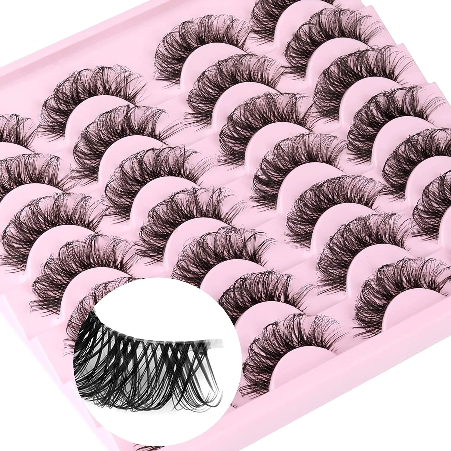 Newcally Lashes False Eyelashes Cat Eyes Wispy Natural Faux Mink Lashes 14 Pairs Pack Light Volume Short Fake Eye Lashes Multipack