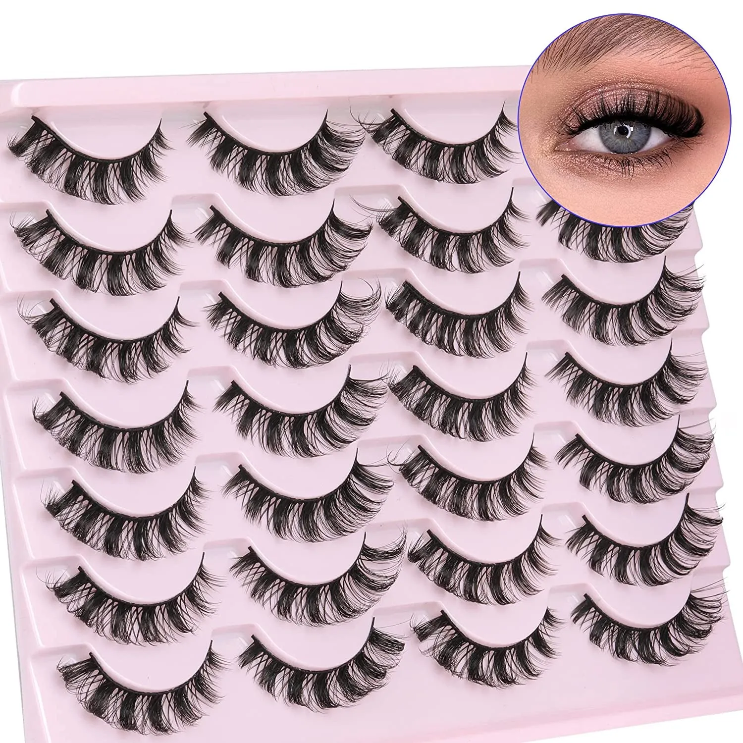Newcally Lashes False Eyelashes Cat Eyes Wispy Natural Faux Mink Lashes 14 Pairs Pack Light Volume Short Fake Eye Lashes Multipack