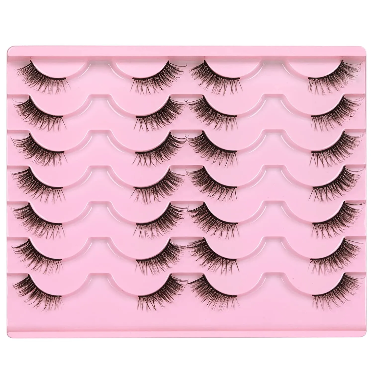 Newcally Lashes False Eyelashes Cat Eyes Wispy Natural Faux Mink Lashes 14 Pairs Pack Light Volume Short Fake Eye Lashes Multipack