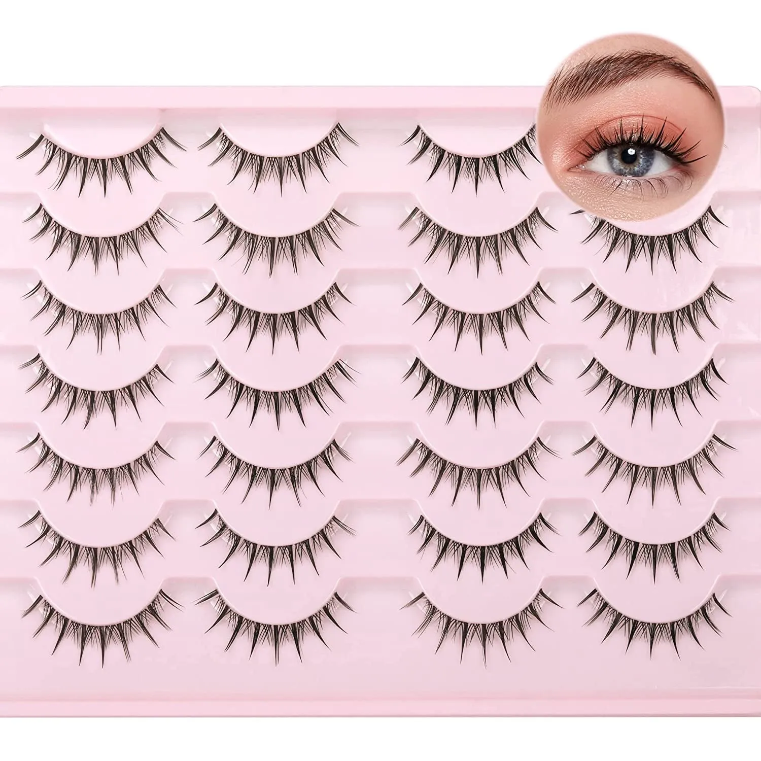 Newcally Lashes False Eyelashes Cat Eyes Wispy Natural Faux Mink Lashes 14 Pairs Pack Light Volume Short Fake Eye Lashes Multipack