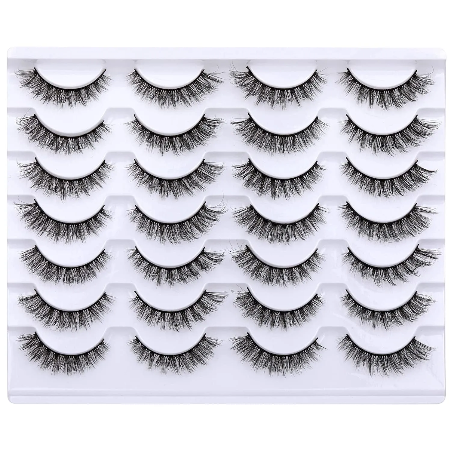 Newcally Lashes False Eyelashes Cat Eyes Wispy Natural Faux Mink Lashes 14 Pairs Pack Light Volume Short Fake Eye Lashes Multipack