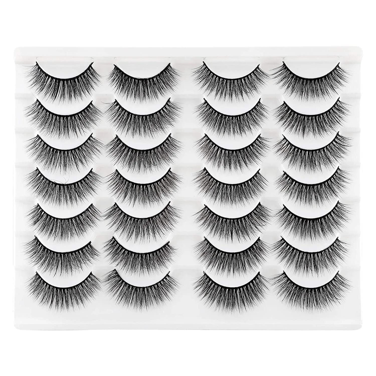 Newcally Lashes False Eyelashes Cat Eyes Wispy Natural Faux Mink Lashes 14 Pairs Pack Light Volume Short Fake Eye Lashes Multipack