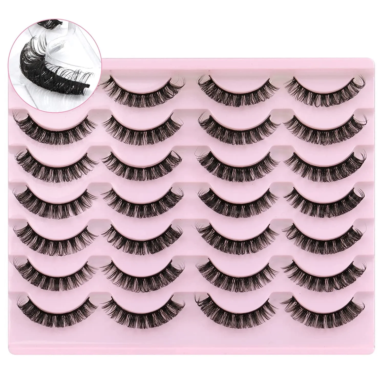 Newcally Lashes False Eyelashes Cat Eyes Wispy Natural Faux Mink Lashes 14 Pairs Pack Light Volume Short Fake Eye Lashes Multipack