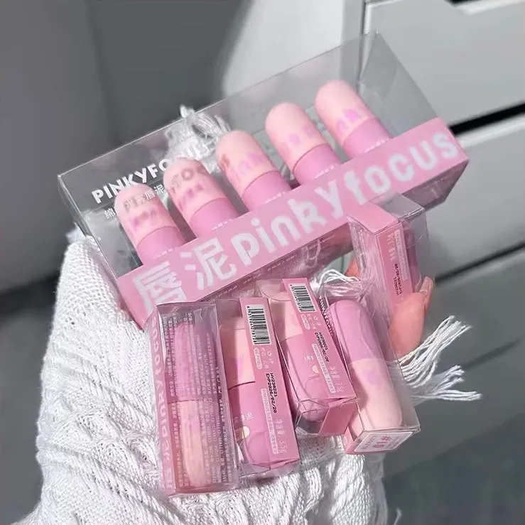 Pinky Focus - 5pcs Capsule Matte Velvet Lip Gloss Set